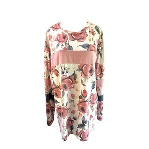 Southern Stitch Long Sleeve Floral Colorblock Top | Size XL